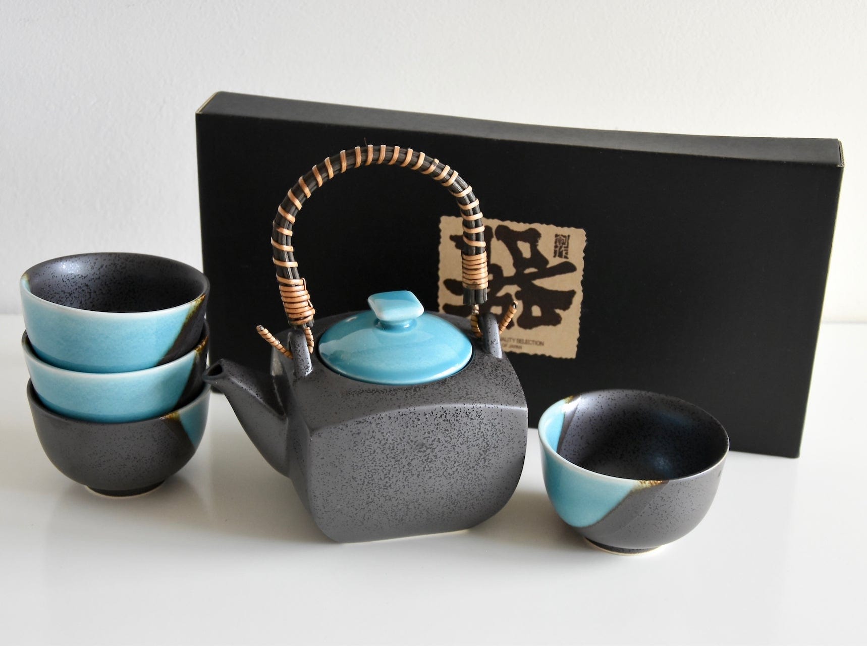 Set japonez pentru servire ceai, din ceramica,  Section Argintiu, 5 piese (3)