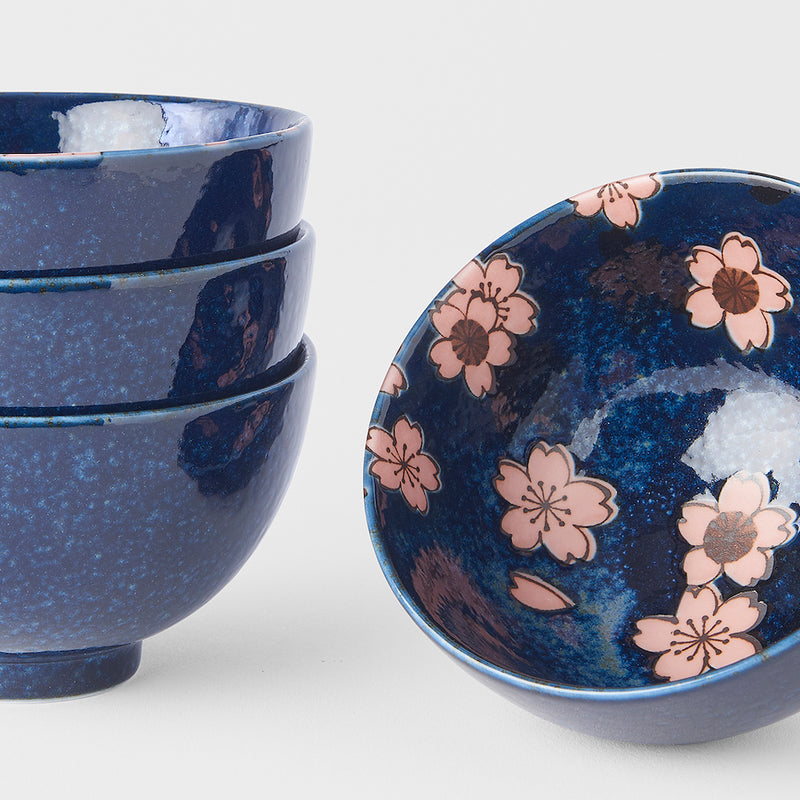 Set 4 boluri japoneze, din ceramica, Sakura Albastru, 200 ml (1)