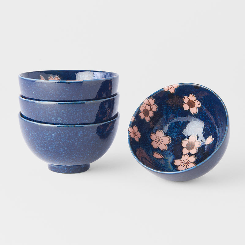 Set 4 boluri japoneze, din ceramica, Sakura Albastru, 200 ml (3)