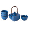 Set japonez pentru servire ceai, din ceramica,  Blue Albastru, 5 piese