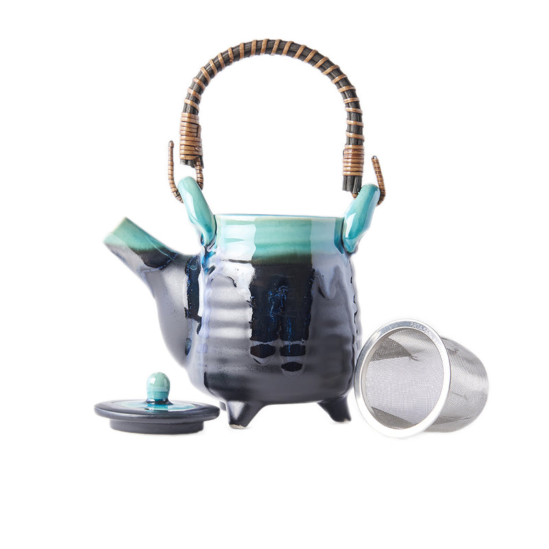 Ceainic cu strecurator, din ceramica, Teapot Negru, 460 ml