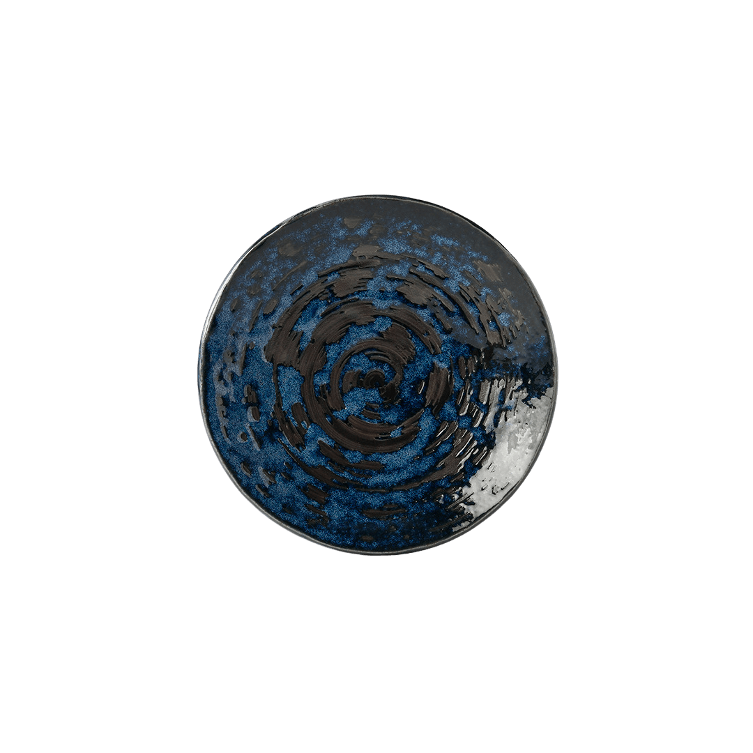 Platou pentru servire, din ceramica, Swirl Negru / Albastru, Ø13,5xH2,5 cm