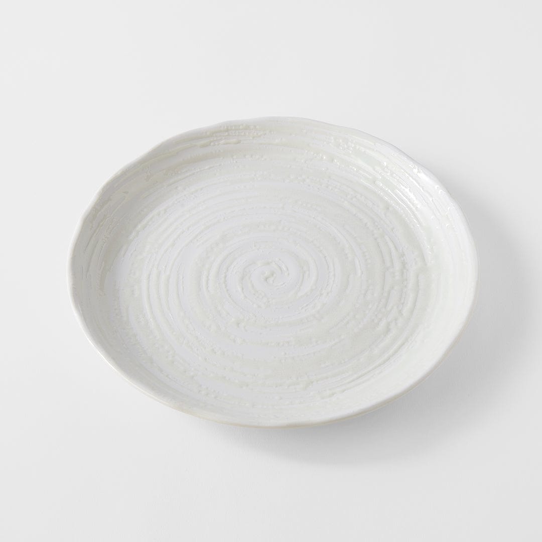 Platou pentru servire, din ceramica, Spiral Alb, Ø24,5xH2,8 cm (2)