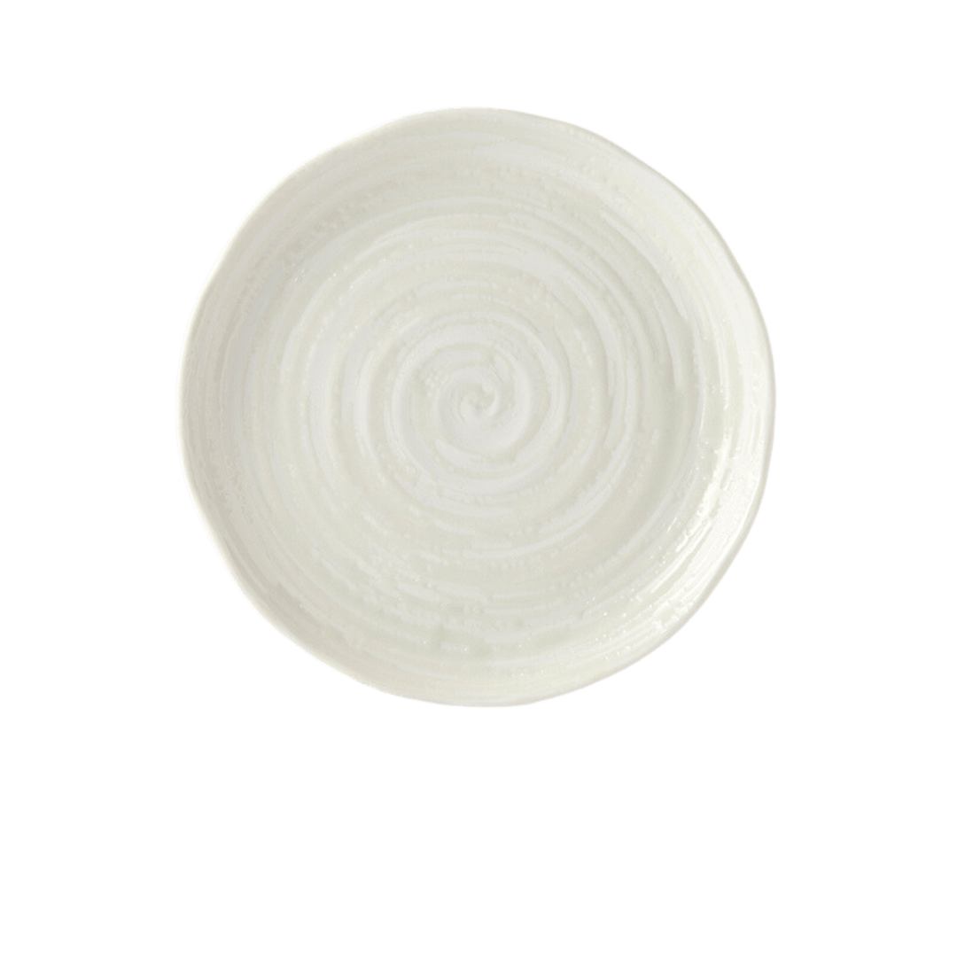 Platou pentru servire, din ceramica, Spiral Alb, Ø21,5xH2,5 cm