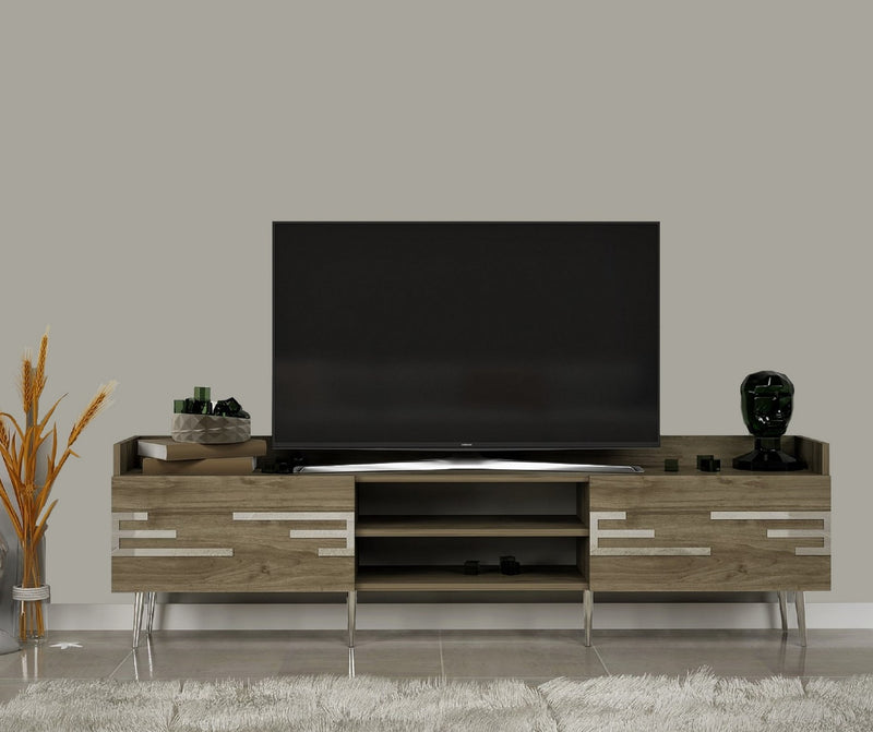 Comoda TV din pal si metal, cu 2 usi, Adriana Nuc, l183,6xA52,6xH29,6 cm