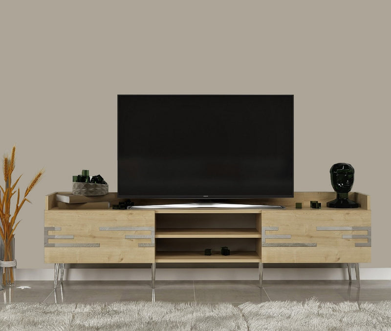 Comoda TV din pal, cu 2 usi, Adriana Stejar Sapphire, l183,6xA52,6xH29,6 cm