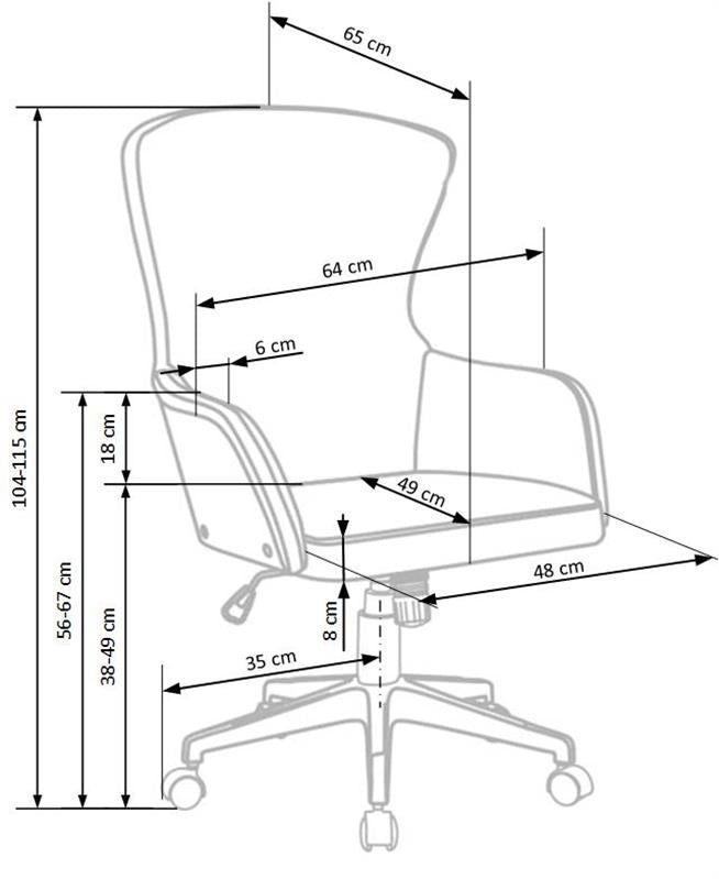 Scaun de birou ergonomic, tapitat cu stofa Dustine Gri Deschis / Negru, l64xA65xH104-115 cm (8)