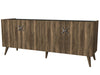 Comoda din pal si lemn, cu 4 usi, Wood Antracit / Nuc, l183,6xA47xH78 cm (5)