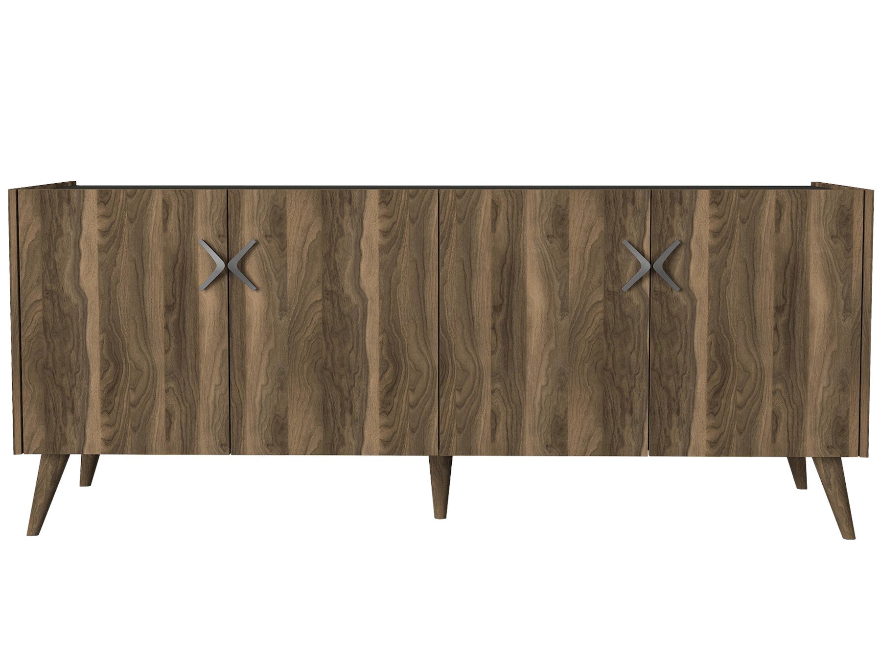 Comoda din pal si lemn, cu 4 usi, Wood Antracit / Nuc, l183,6xA47xH78 cm (7)