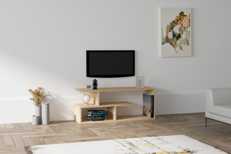 Comoda TV din pal si plastic, Cafu Stejar Sapphire, l100xA29,6xH40 cm