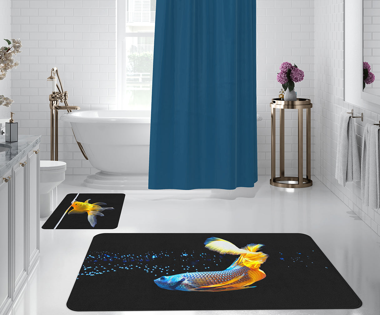 Set 2 covorase pentru baie antiderapante din poliester, Digital 27 Multicolor, 50 x 70 / 70 x 100 cm