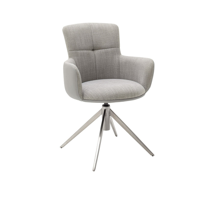 Set 2 scaune rotative tapitate cu stofa si picioare metalice, Mecana Gri / Crom, l60xA64x87 cm (1)