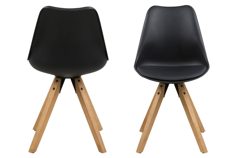 Set 2 scaune tapitate cu piele ecologica Dima Black/Oak (1)