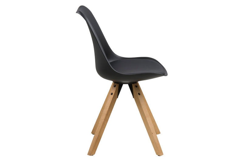 Set 2 scaune tapitate cu piele ecologica Dima Black/Oak (2)