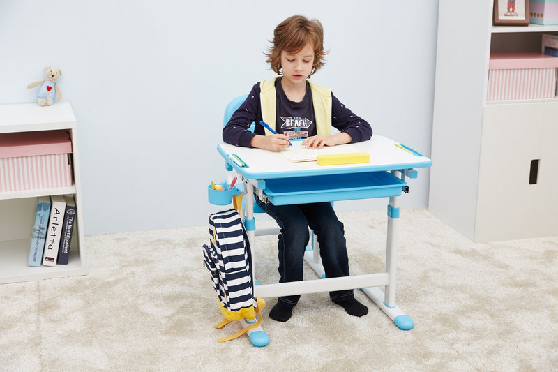 Set birou pentru copii, reglabil pe inaltime Comfortline Albastru, L66,4xl47,4xH54 cm (1)