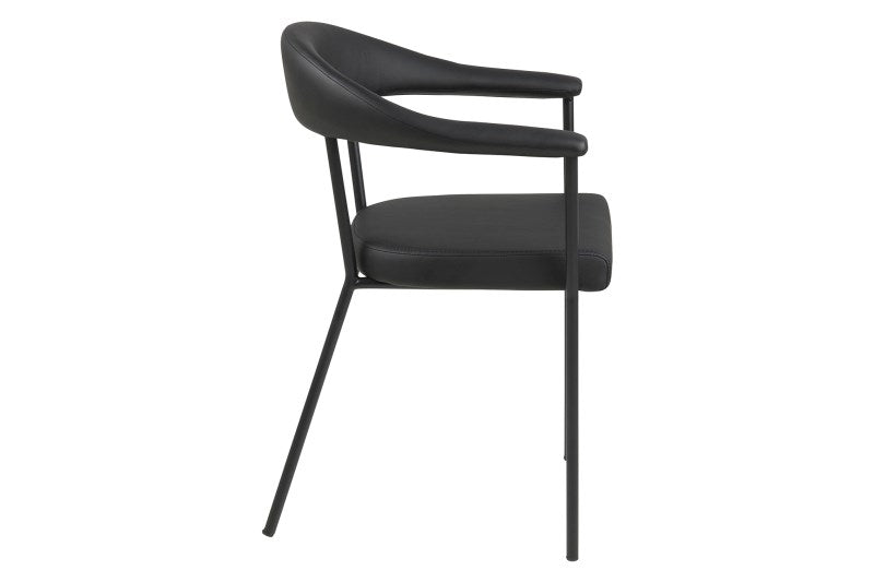 Set 2 scaune tapitate cu piele ecologica si picioare metalice Ava Negru, l56xA52,5xH77,5 cm (1)