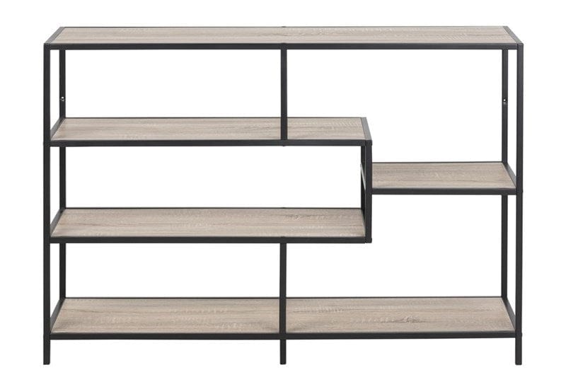 Biblioteca din pal si metal Seaford II Stejar Sonoma / Negru, l114xA35xH78 cm