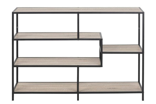 Biblioteca din pal si metal Seaford II Stejar Sonoma / Negru, l114xA35xH78 cm