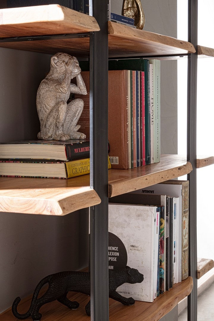 Biblioteca din lemn de salcam si metal, Artur Natural / Negru, l110xA40xH180 cm (4)