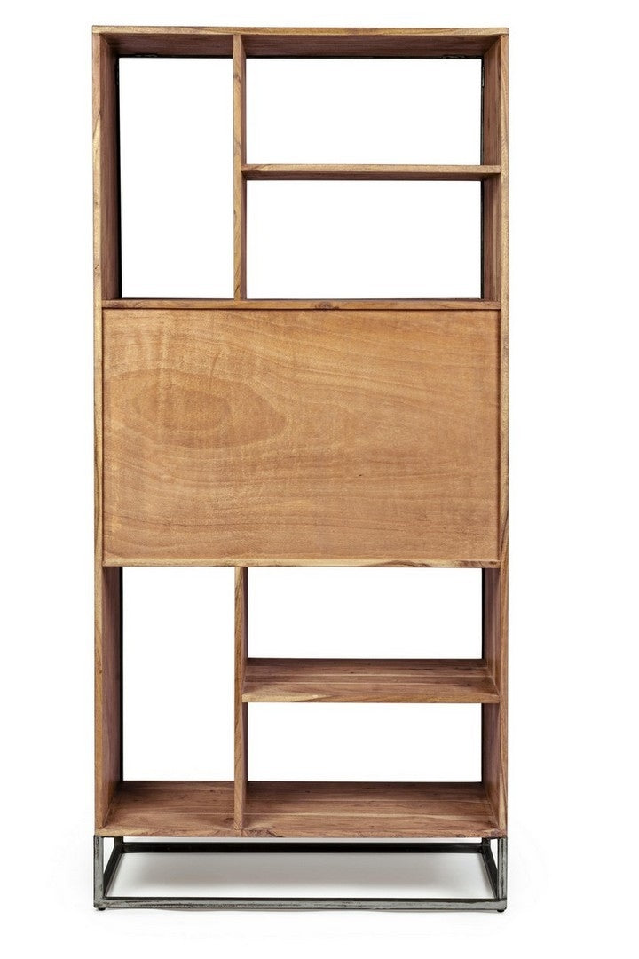 Biblioteca din lemn de salcam si metal, cu 2 usi Egon Natural, l88xA40xH193 cm (4)
