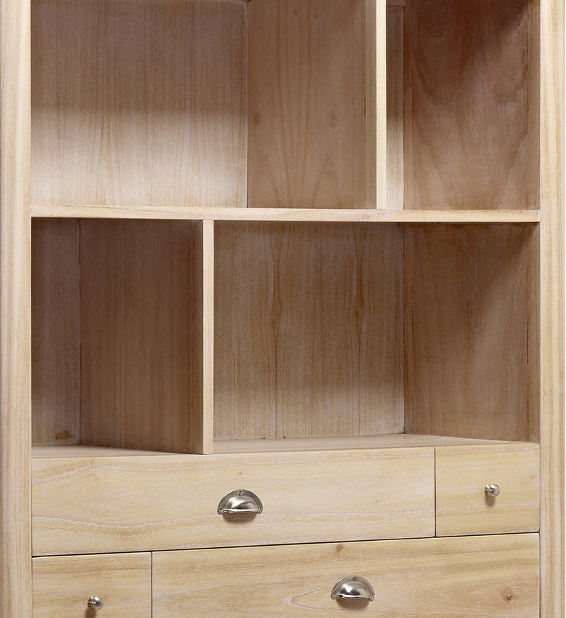 Biblioteca din lemn si furnir, cu 4 sertare, Bromo Natural, l100xA40xH190 cm (1)