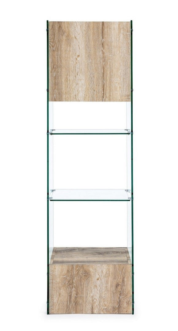 Biblioteca din sticla si MDF, cu 2 usi Melania Natural, l50xA40xH182,5 cm (1)