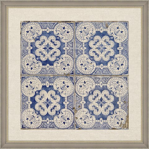 Tablou 2 piese Framed Linen Blue Tiles (2)