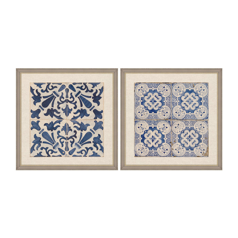 Tablou 2 piese Framed Linen Blue Tiles