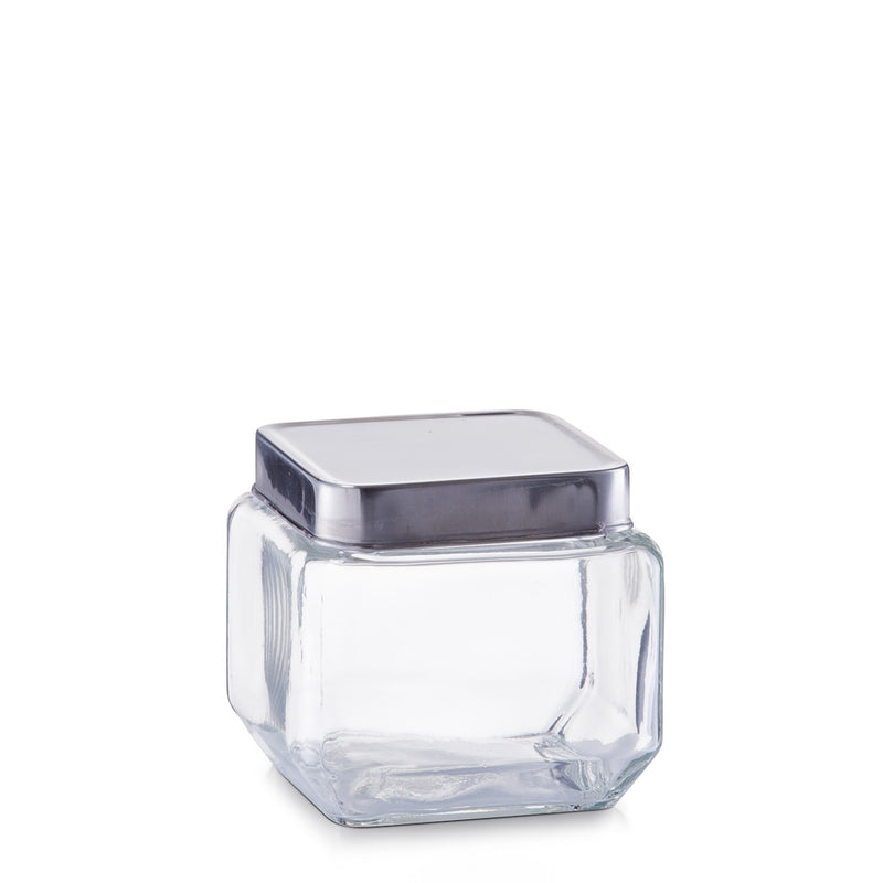 Borcan pentru depozitare Box, capac inox, Glass 700 ml, l11xA11xH10,5 cm