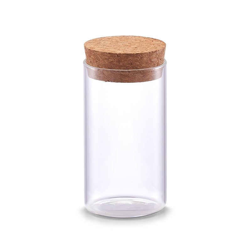 Borcan pentru depozitare cu capac din pluta, Transparent Glass, 175 ml, Ø 5,5xH10 cm