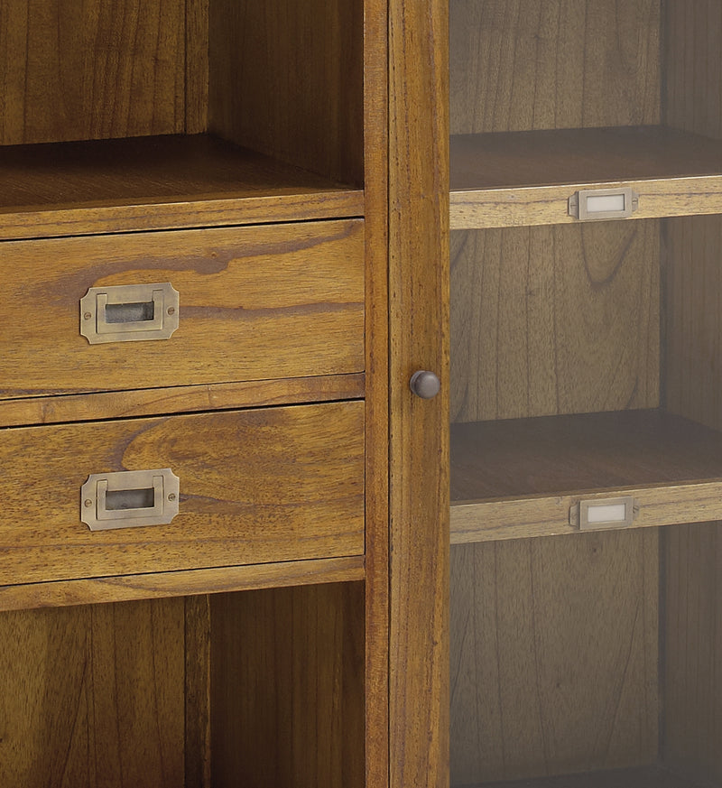 Cabinet cu vitrina, din lemn si furnir, cu 2 sertare si 1 usa, Star Combi Right Nuc, l90xA35xH90 cm (6)