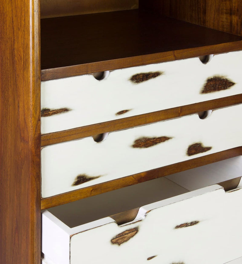 Cabinet din lemn cu 4 sertare, Nordic Nuc / Alb, l60xA45xH125 cm (3)