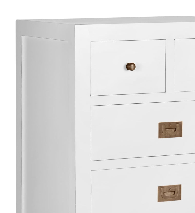 Cabinet din lemn si furnir, cu 6 sertare, Everest Alb, l60xA45xH110 cm (1)