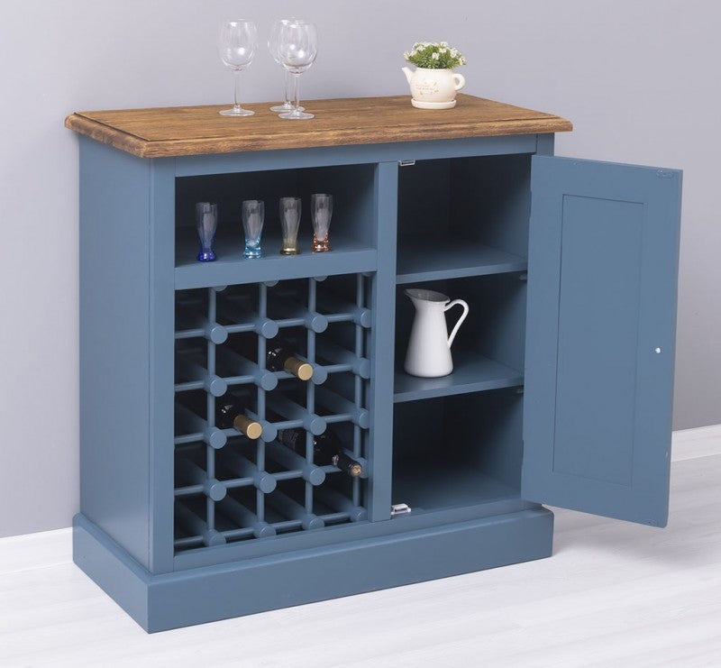 Cabinet din lemn de brad, cu 1 usa si suport sticle, Pasy PS579, Bleumarin Vopsit P051/P064, l90xA41xH90 cm (3)