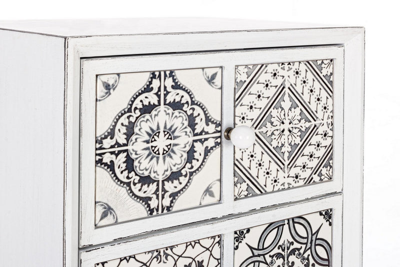 Cabinet din lemn de brad, cu 3 sertare Dimitra Alb Antichizat, l39,5xA32xH94 cm (4)