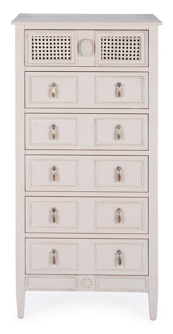 Cabinet din lemn de brad si MDF, cu 6 sertare Eunice Ivoir, l56xA36xH119 cm (1)