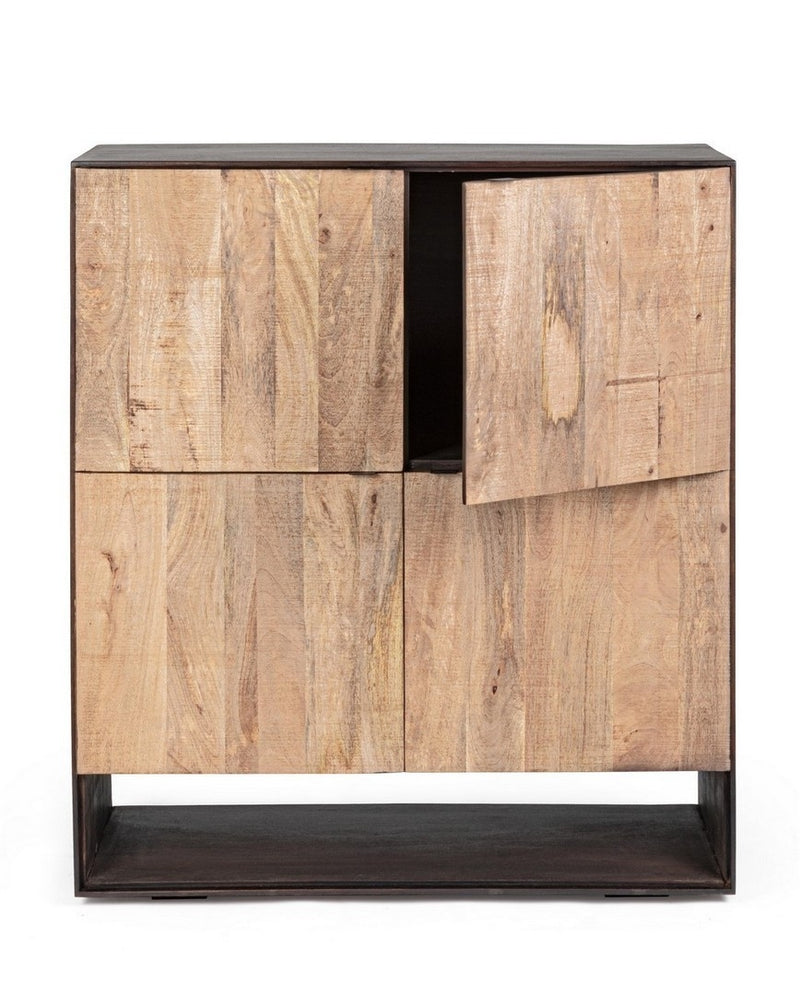 Cabinet din lemn de mango si furnir, cu 4 usi, Gunter Wenge / Natural, l100xA40xH110 cm (3)