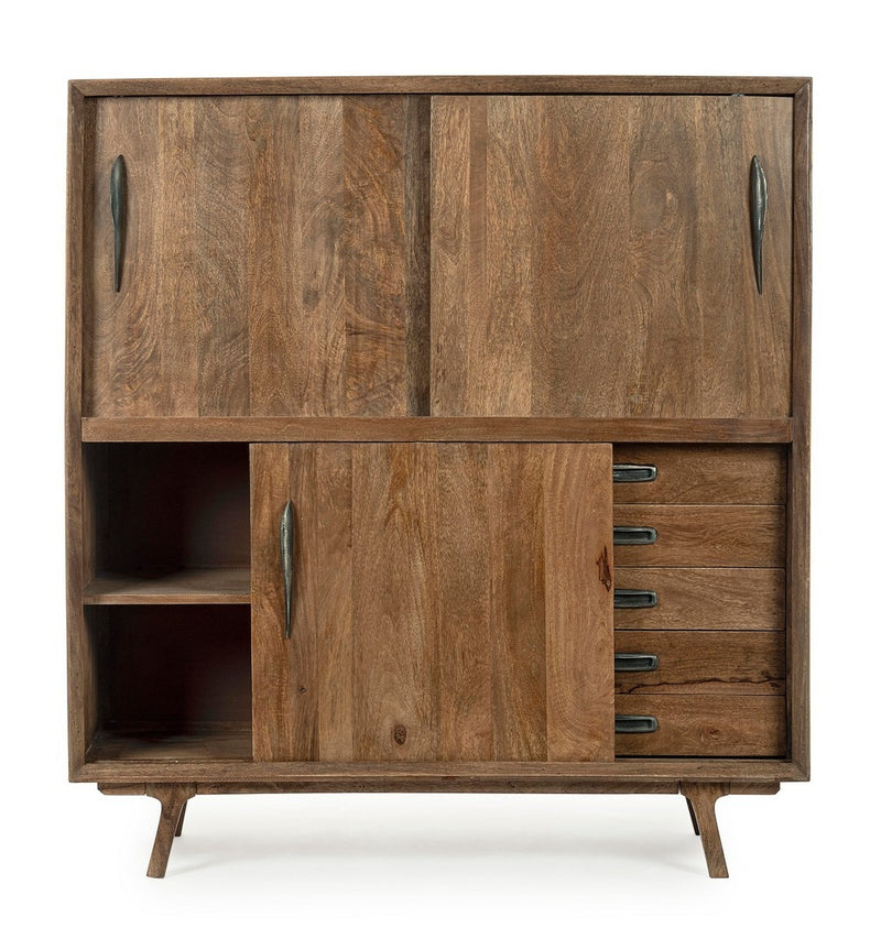 Cabinet din lemn de mango, cu 5 sertare si 3 usi, Sherman Natural, l135xA40xH145 cm (4)