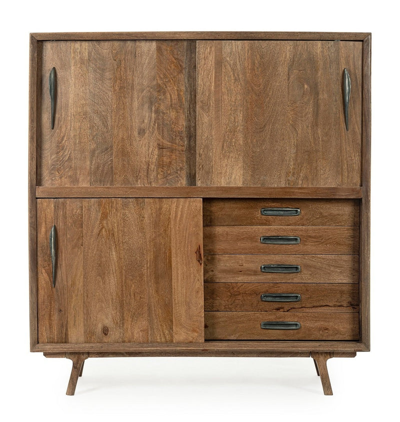 Cabinet din lemn de mango, cu 5 sertare si 3 usi, Sherman Natural, l135xA40xH145 cm (2)