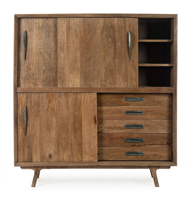 Cabinet din lemn de mango, cu 5 sertare si 3 usi, Sherman Natural, l135xA40xH145 cm (3)