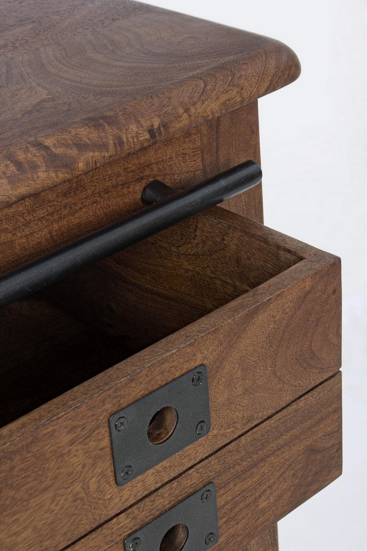 Cabinet din lemn de mango si metal, cu 4 sertare si 1 usa Jupiter Nuc / Negru, l90xA46xH100 cm (3)