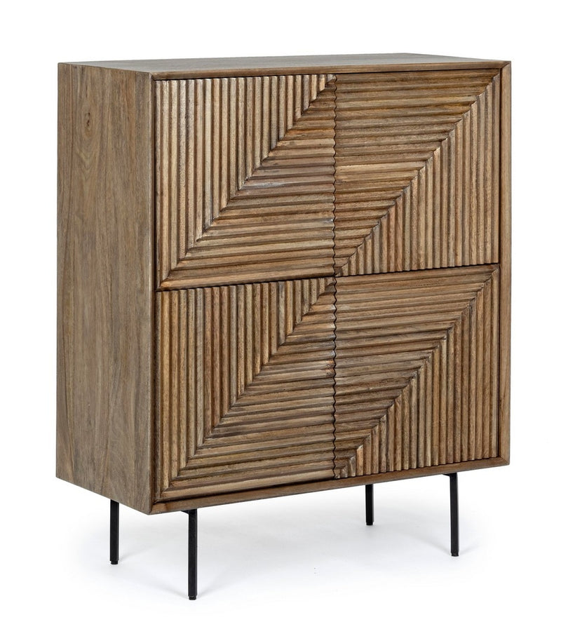 Cabinet din lemn de mango si metal, cu 4 usi, Darsey Natural, l92xA40xH110 cm