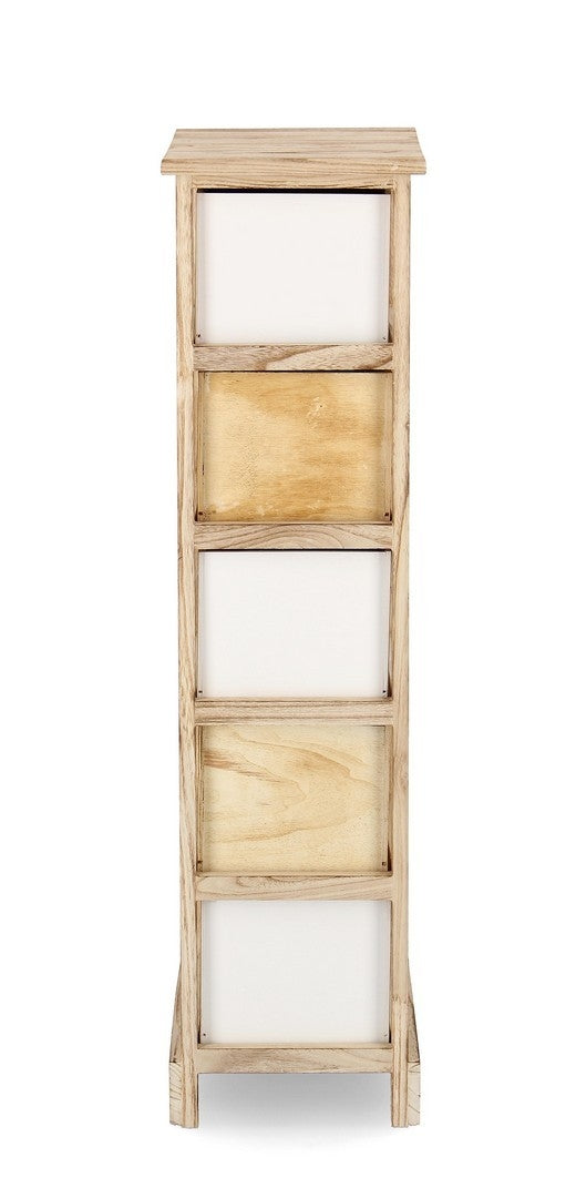 Cabinet din lemn de Paulownia, cu 5 sertare Finnley Slim Natural / Alb, l26xA32xH98 cm (3)