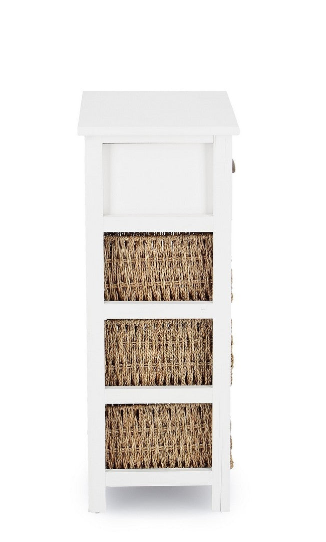 Cabinet din lemn de Paulownia si MDF, cu 4 sertare Sierra Alb / Natural, l40xA29xH73 cm (2)
