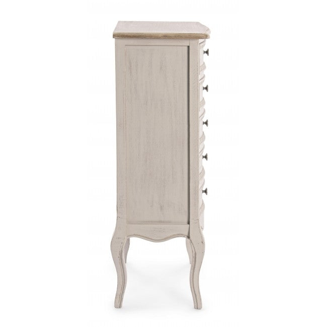 Cabinet din lemn de Paulownia si MDF, cu 5 sertare Clarisse Ivoir, l48xA35xH100 cm (2)