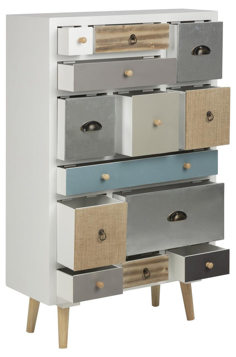 Cabinet din lemn si MDF, cu 13 sertare Thais Multicolor, l70xA30xH114 cm (2)