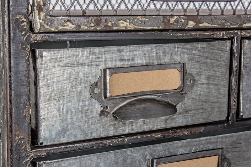 Cabinet din lemn de pin si metal, cu 19 sertare Officina Gri / Natural, l59xA33,5xH146 cm (9)
