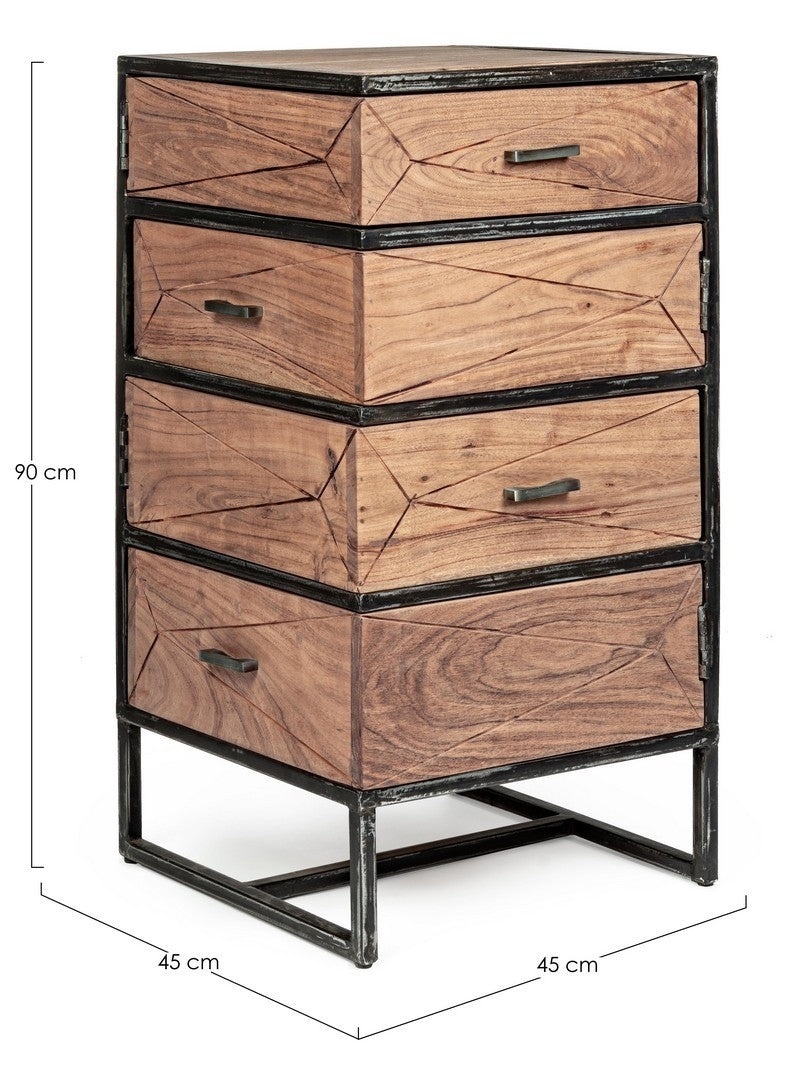 Cabinet din lemn de salcam si metal, cu 4 sertare Egon Natural, l45xA45xH90 cm (5)