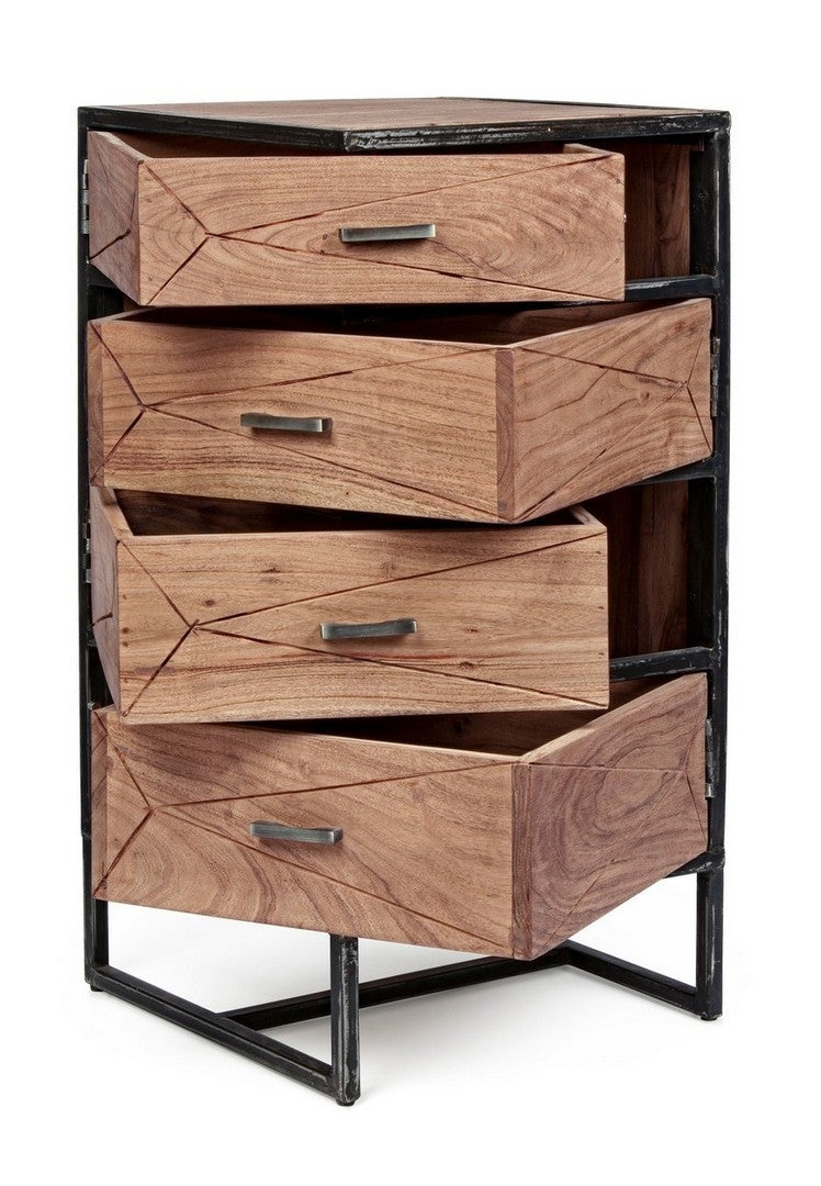 Cabinet din lemn de salcam si metal, cu 4 sertare Egon Natural, l45xA45xH90 cm (2)