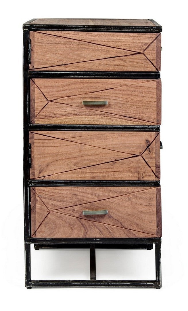 Cabinet din lemn de salcam si metal, cu 4 sertare Egon Natural, l45xA45xH90 cm (1)